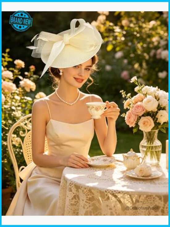 Elegant Feathered Fascinator Hat with Headband Derby Tea Party Wedding Vintage main image 5